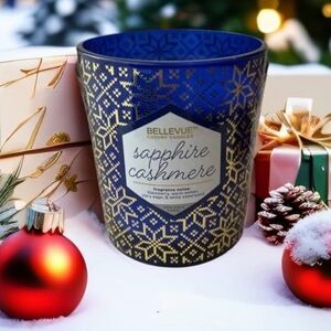 New!Sapphire Cashmere Candle - Blue and Gold